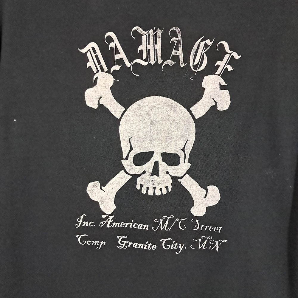 Y2k Vintage Mudclap Girl Mens XL Black Skull Damage‎ Inc White Trash Awareness - Picture 8 of 11